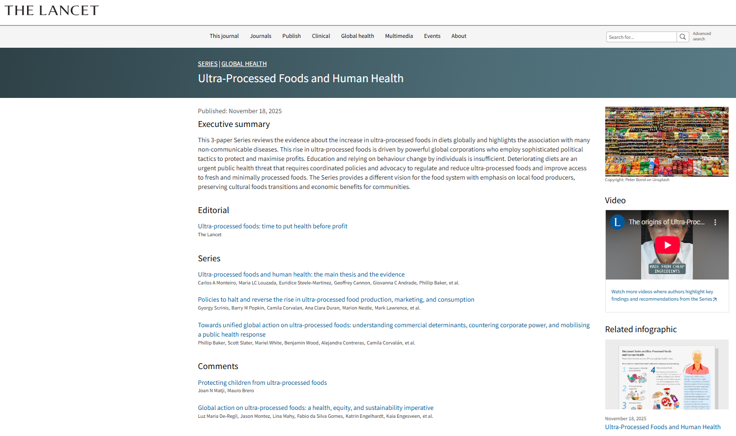 Lancet「超加工食品シリーズ」の問題点（その1） 科学とは程遠い